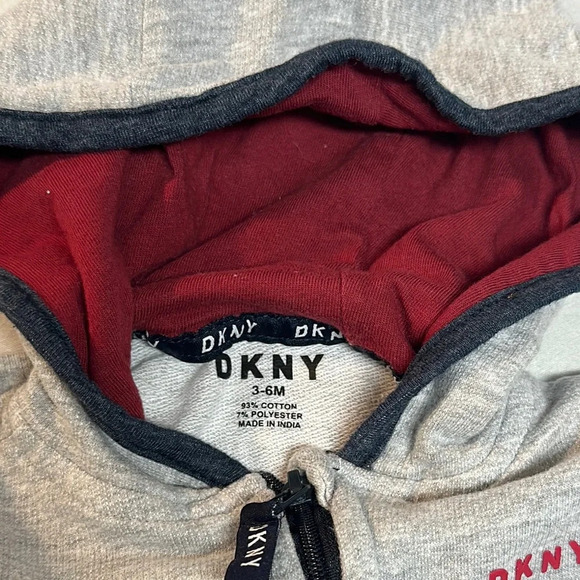 DKNY Gray and Red Cozy Footies One Piece Romper - Picture 2 of 4